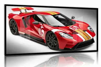 Quadro Decorativo Carro de Pista Ford 130x60 com moldura preta 2x2 cm