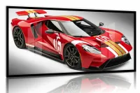 Quadro Decorativo Carro de Pista Ford 130x60 com moldura preta 2x2 cm