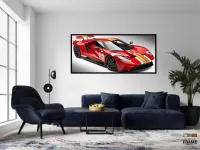 Quadro Decorativo Carro de Pista Ford 130x60 com moldura preta 2x2 cm - Foto 4