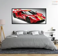 Quadro Decorativo Carro de Pista Ford 130x60 com moldura preta 2x2 cm - Foto 5
