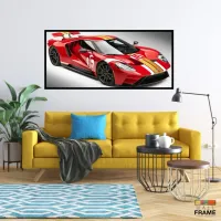 Quadro Decorativo Carro de Pista Ford 130x60 com moldura preta 2x2 cm - Foto 7