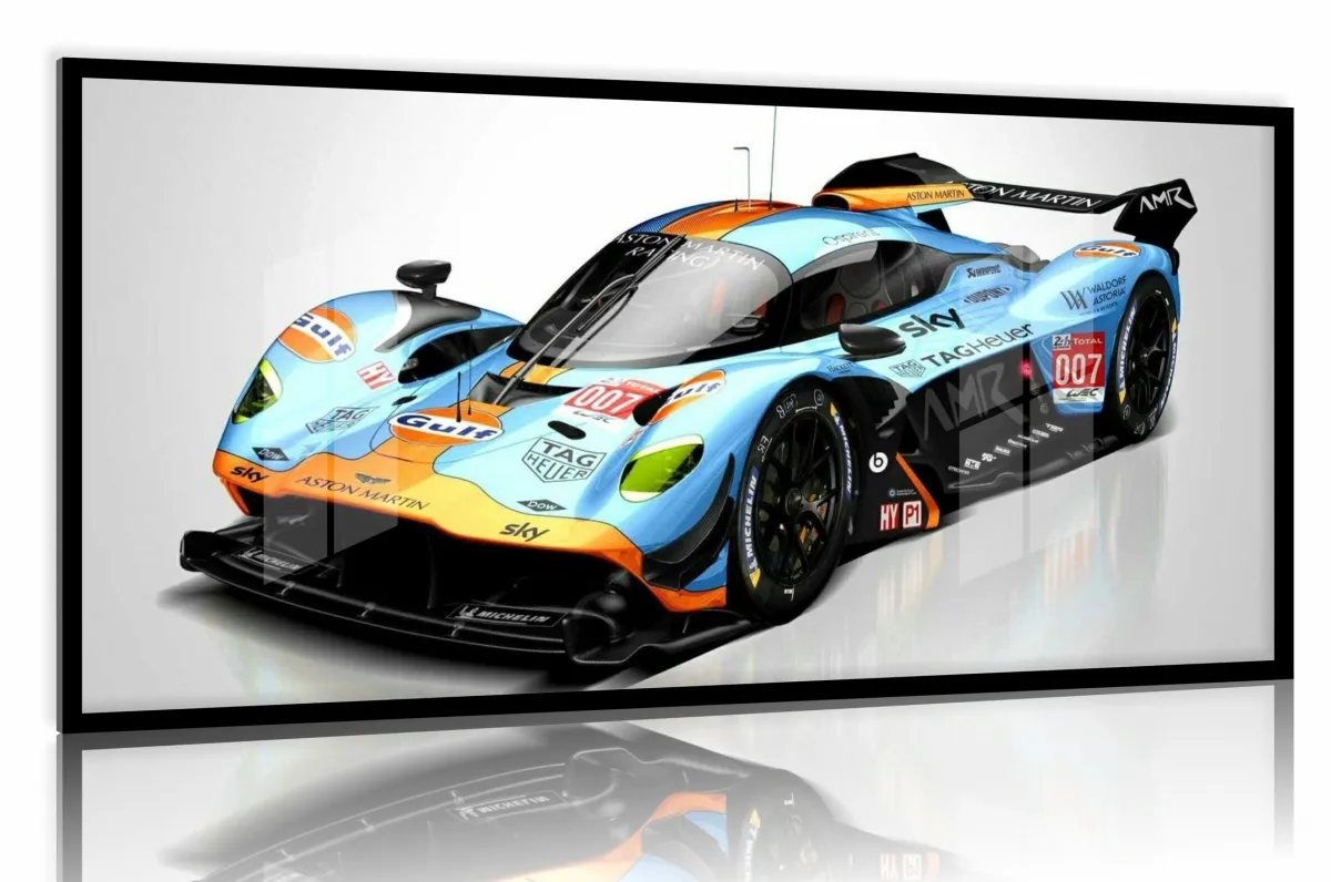 Quadro Decorativo Carro de Rua Aston Martin 130x60 com moldura preta 2x2 cm Imagem