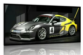 Quadro Decorativo Carro Elegante Porsche Ultra 130x60 com moldura preta 2x2cm