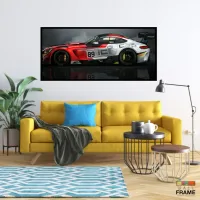 Quadro Decorativo Carro Esportivo corrida 130x60 com moldura preta 2x2 cm - Foto 7
