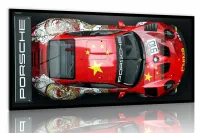 Quadro Decorativo Carro Esportivo Porsche 130x60 Moldura preta 2x2 cm