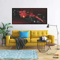 Quadro Decorativo Carro F1 Ferrari Gp 130x60 Moldura preta 2x2 cm - Foto 7