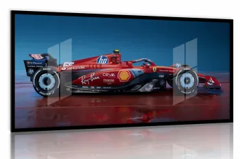 Quadro Decorativo Carro F1 Ferrari Gp Miami Corrida Azul 130x60 Moldura preta 2x2 cm