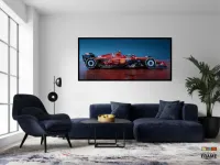 Quadro Decorativo Carro F1 Ferrari Gp Miami Corrida Azul 130x60 Moldura preta 2x2 cm - Foto 4