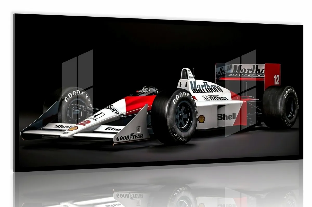 Quadro Decorativo Carro F1 Honda Marlboro Corrida 130x60 Moldura preta 2x2 cm Imagem