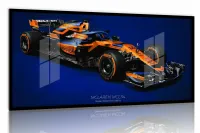 Quadro Decorativo Carro F1 MClaren MCL34 Corrida 130x60 moldura preta 2x2 cm