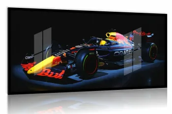 Quadro Decorativo Carro F1 Redbull Racing 130x60 moldura preta 2x2 cm