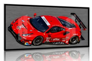 Quadro Decorativo Carro Ferrari 488 GTE 130x60 Moldura preta 2x2 cm