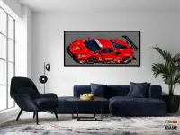 Quadro Decorativo Carro Ferrari 488 GTE 130x60 Moldura preta 2x2 cm - Foto 4