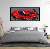Quadro Decorativo Carro Ferrari 488 GTE 130x60 Moldura preta 2x2 cm - Foto 6