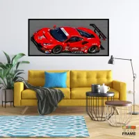 Quadro Decorativo Carro Ferrari 488 GTE 130x60 Moldura preta 2x2 cm - Foto 7