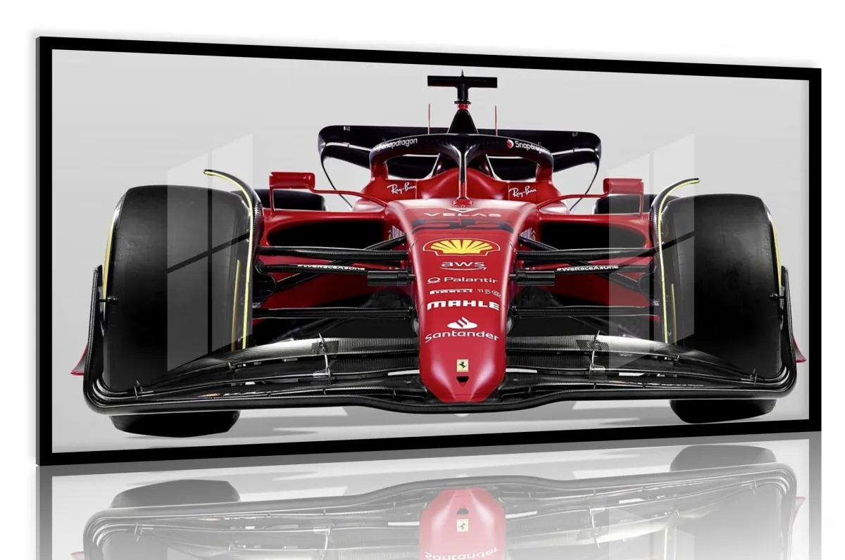 Quadro Decorativo Carro Ferrari Frente F1 Corrida Gp 130x60 preta 2x2 cm Imagem