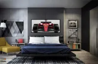 Quadro Decorativo Carro Ferrari Frente F1 Corrida Gp 130x60 preta 2x2 cm - Foto 5