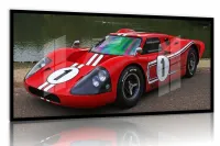 Quadro Decorativo Carro Ford GT40 1967 Corrida 130x60 moldura preta 2x2 cm