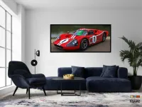Quadro Decorativo Carro Ford GT40 1967 Corrida 130x60 moldura preta 2x2 cm - Foto 4