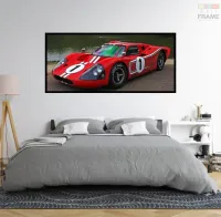 Quadro Decorativo Carro Ford GT40 1967 Corrida 130x60 moldura preta 2x2 cm - Foto 5