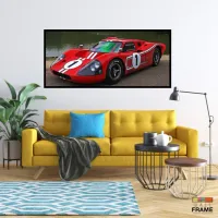 Quadro Decorativo Carro Ford GT40 1967 Corrida 130x60 moldura preta 2x2 cm - Foto 7
