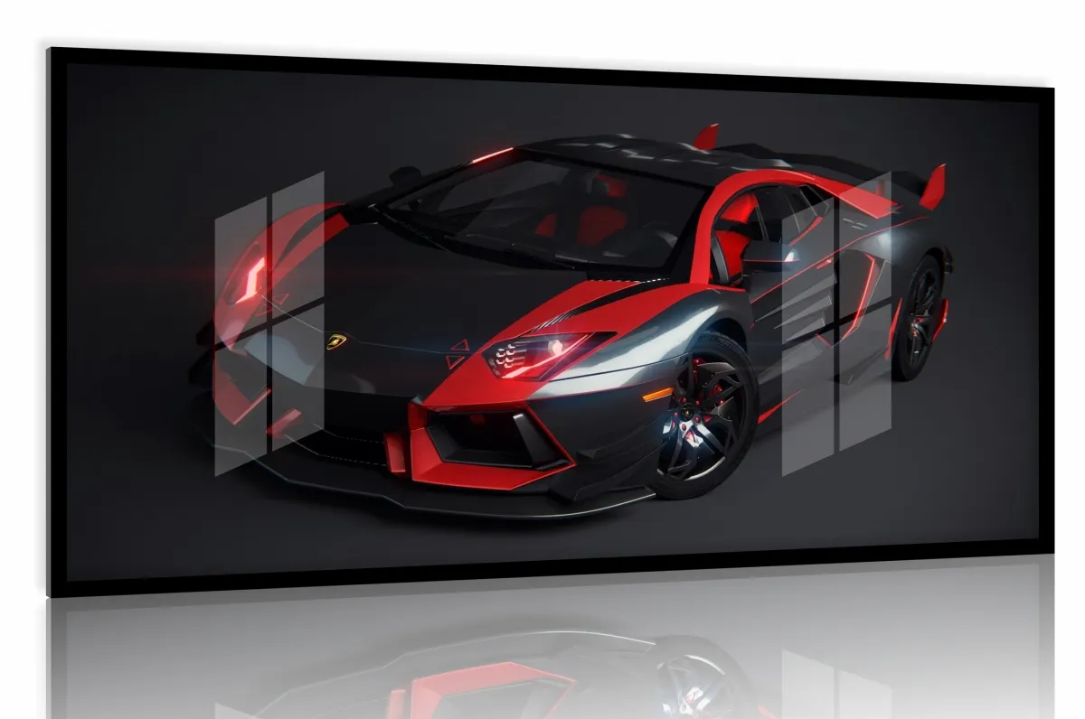 Quadro Decorativo Carro Lamborghini Aventador Armagedon 130x60 preta 2x2 cm Imagem