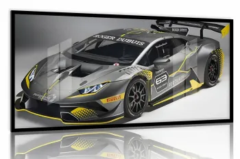 Quadro Decorativo Carro Lamborghini Huracan 130x60 Moldura preta 2x2 cm