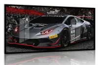 Quadro Decorativo Carro Lamborghini Huracan M2 130x60 Moldura preta 2x2 cm