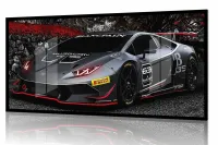Quadro Decorativo Carro Lamborghini Huracan M2 130x60 Moldura preta 2x2 cm - Foto 2