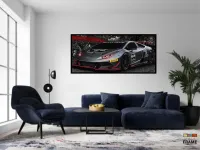 Quadro Decorativo Carro Lamborghini Huracan M2 130x60 Moldura preta 2x2 cm - Foto 4