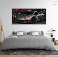 Quadro Decorativo Carro Lamborghini Huracan M2 130x60 Moldura preta 2x2 cm - Foto 6