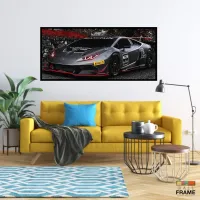 Quadro Decorativo Carro Lamborghini Huracan M2 130x60 Moldura preta 2x2 cm - Foto 7