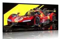 Quadro Decorativo Carro Marcas Ferrari corrida 130x60 Moldura preta 2x2 cm