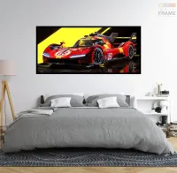 Quadro Decorativo Carro Marcas Ferrari corrida 130x60 Moldura preta 2x2 cm - Foto 5