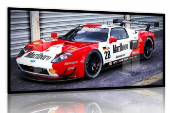 Quadro Decorativo Carro Marlboro Ford GT-R 130x60 Moldura preta 2x2 cm