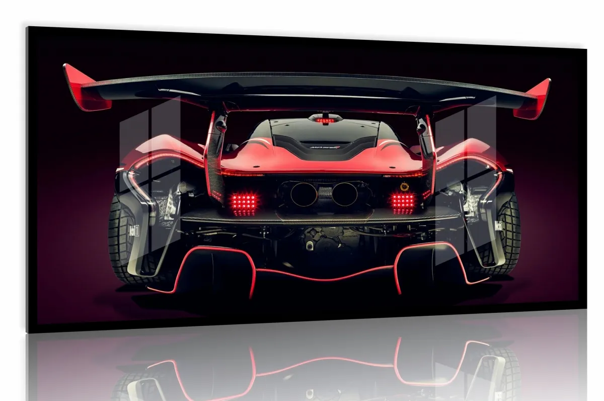 Quadro Decorativo Carro MC Laren Corrida 130x60 Moldura preta 2x2 cm Imagem