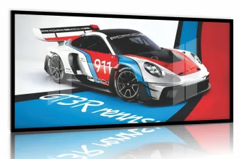 Quadro Decorativo Carro Porsche GT3 S 130x60 moldura preta 2x2 cm