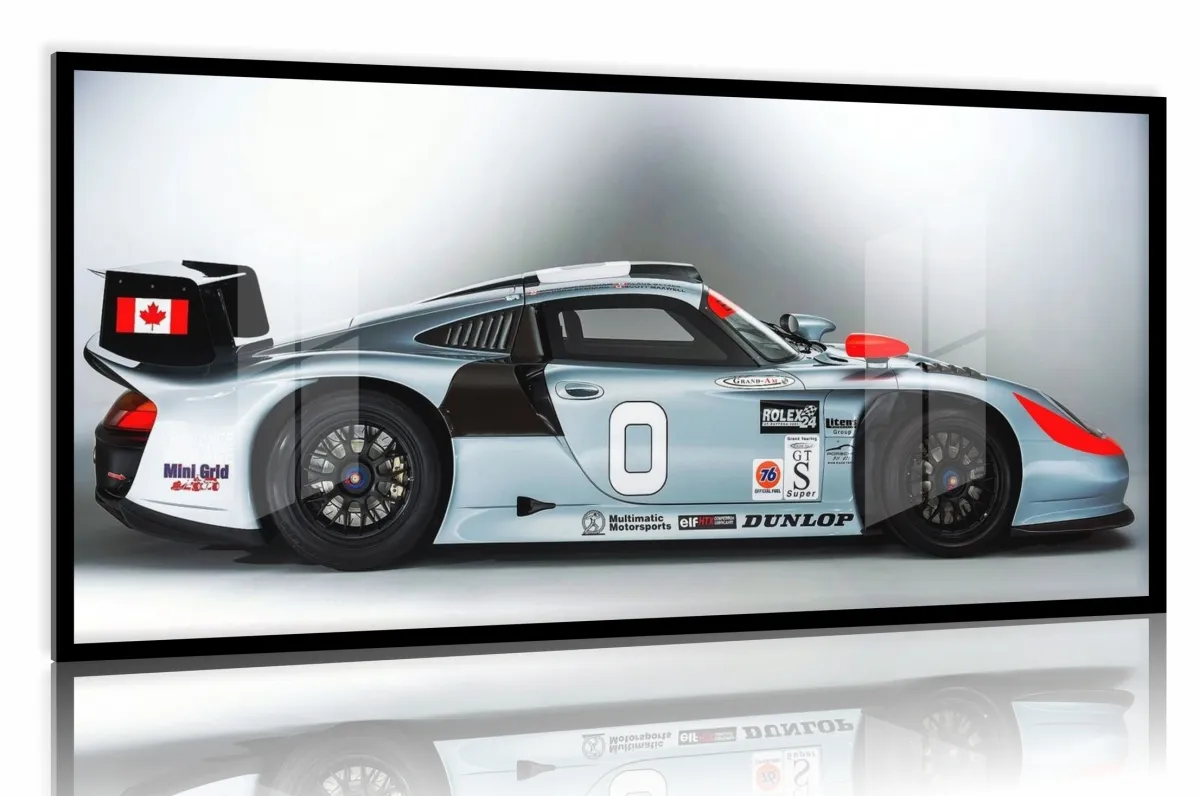 Quadro Decorativo Carro Potente Porsche 130x60 com moldura preta 2x2 cm Imagem