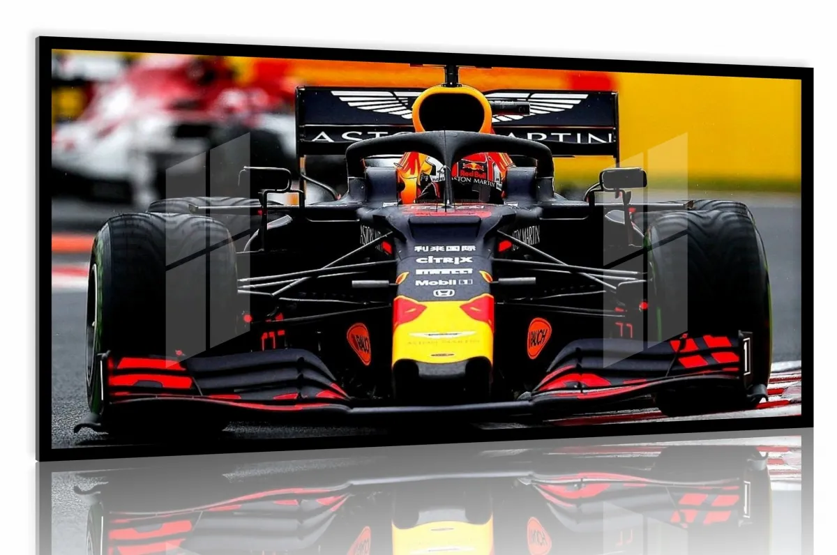 Quadro Decorativo Carro Redbull Aston Martin F1 130x60 moldura preta 2x2 cm Imagem