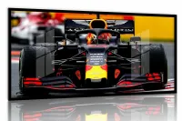 Quadro Decorativo Carro Redbull Aston Martin F1 130x60 moldura preta 2x2 cm