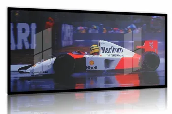 Quadro Decorativo Carro Senna Marlboro 130x60 com moldura preta 2x2 cm