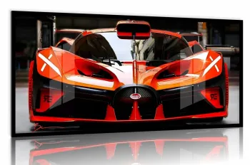 Quadro Decorativo Carro Sport Bugatti 130x60 moldura preta 2x2 cm