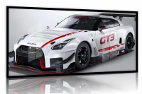 Quadro Decorativo Carro Sport Nissan GT3 130x60 Moldura preta 2x2 cm