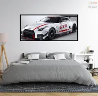 Quadro Decorativo Carro Sport Nissan GT3 130x60 Moldura preta 2x2 cm - Foto 5
