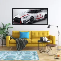Quadro Decorativo Carro Sport Nissan GT3 130x60 Moldura preta 2x2 cm - Foto 7