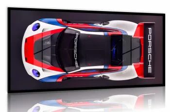 Quadro Decorativo Carro Sport Porsche 130x60 com moldura preta 2x2 cm