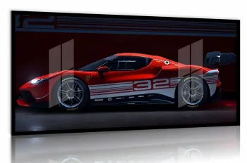 Quadro Decorativo Carro Sportivo Farrari 130x60 Moldura preta 2x2 cm