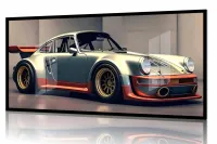 Quadro Decorativo Carro Super Porsche 130x60 Moldura preta 2x2 cm - Foto 2