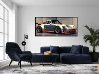 Quadro Decorativo Carro Super Porsche 130x60 Moldura preta 2x2 cm - Foto 4