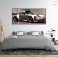 Quadro Decorativo Carro Super Porsche 130x60 Moldura preta 2x2 cm - Foto 5